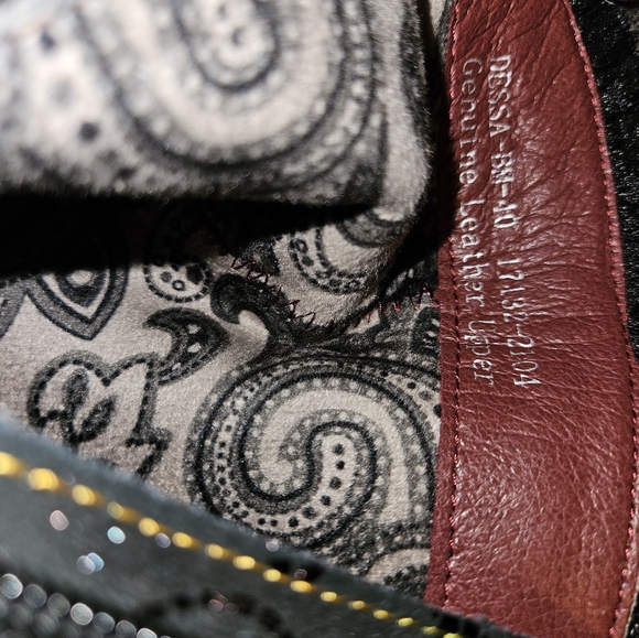 L'ARTISTE the DESSA Ankle BOOIE Leather Animal Print Black Lace Cuff Studs - Picture 6 of 6